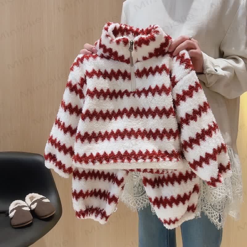 Toddler Cozy Zigzag Sherpa 2-piece Lounge Set - Red - 10-11T - image 2