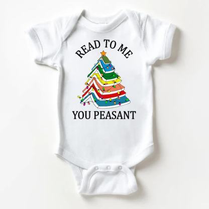 READ TO ME YOU PEASANT Baby Book Christmas Tree White Bodysuit - White - 18-24M - image 1