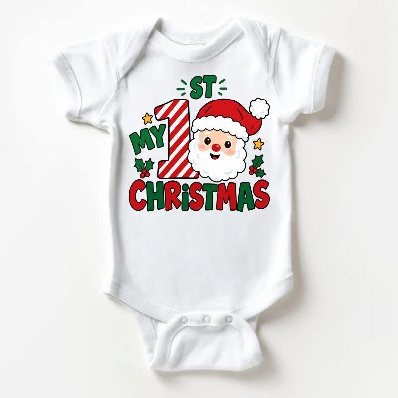 MY 1 ST CHRISTMAS Baby Santa Print White Bodysuit - White - 18-24M - image 1