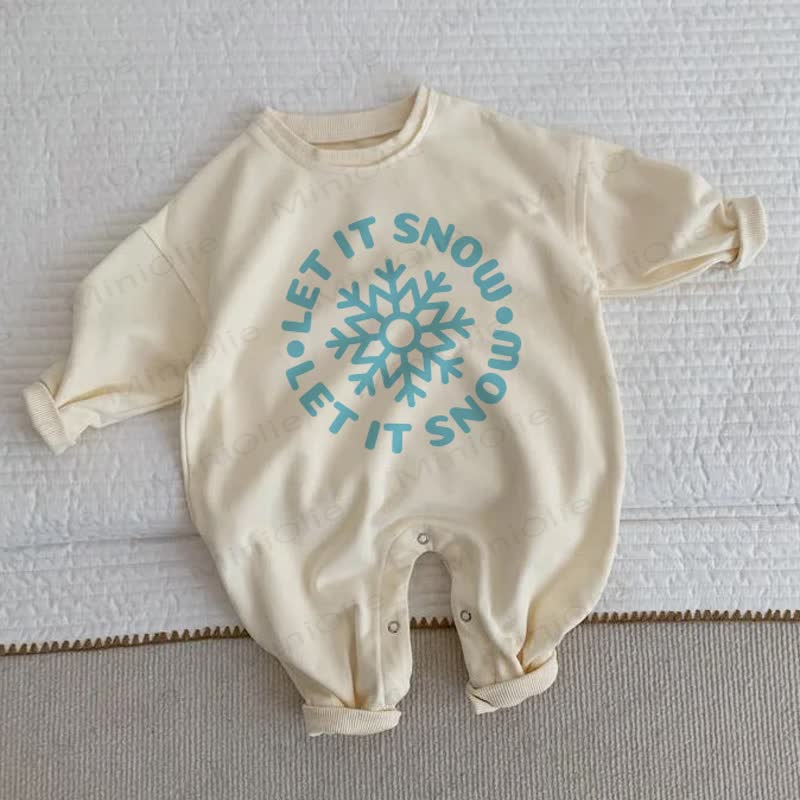 LET IT SNOW Baby Toddler Snowflake Beige Romper - Beige - 2-3T - image 1