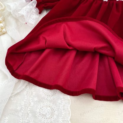 Toddler Girl Velvet Lace Collar Long Sleeve Dress - image 11