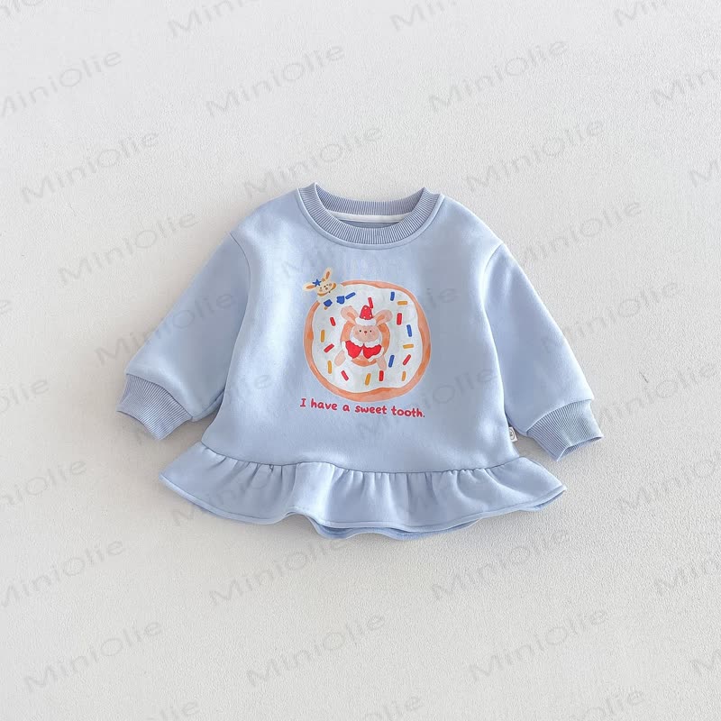 Baby Toddler Cartoon Ruffle Hem Long Sleeve Dress - Blue - 6-7T - image 3