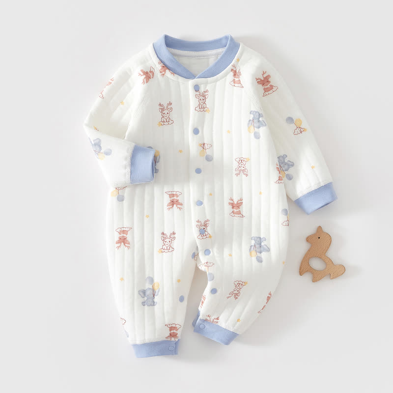 Baby Quilted Animal Snap Front Romper - Blue - 18-24M - image 5
