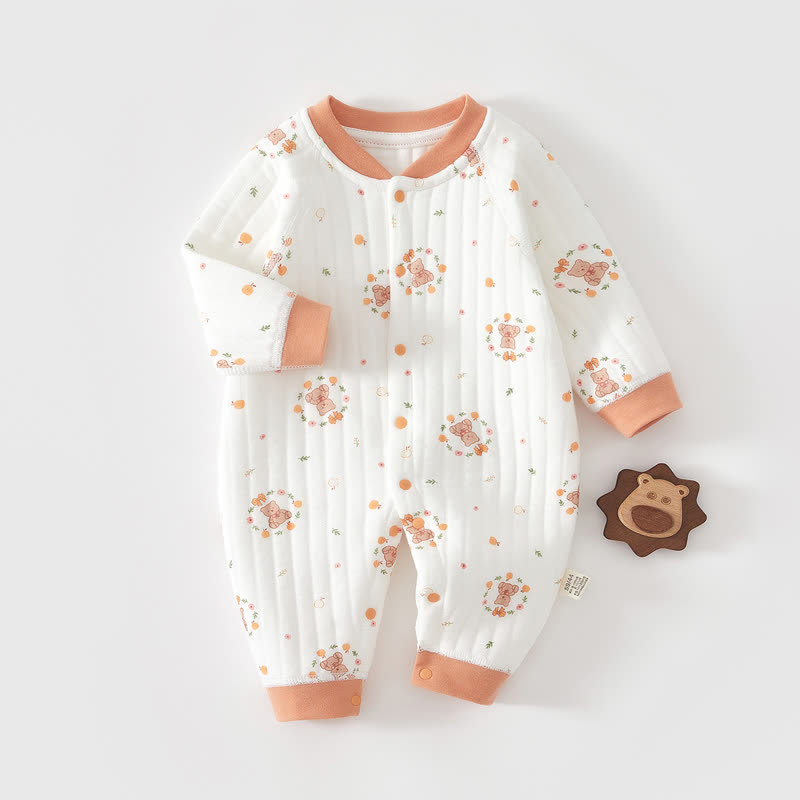 Baby Quilted Animal Snap Front Romper - Orange - 18-24M - image 4
