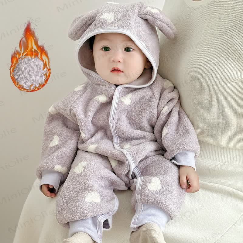 Baby Heart/Animal Plush Hooded Romper - Purple Heart - 2-3T - image 2