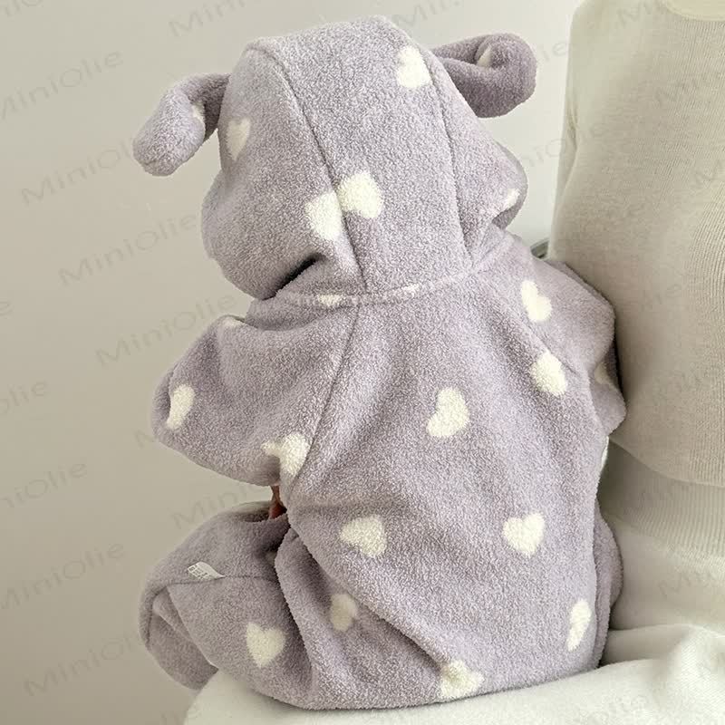 Baby Heart/Animal Plush Hooded Romper - image 3