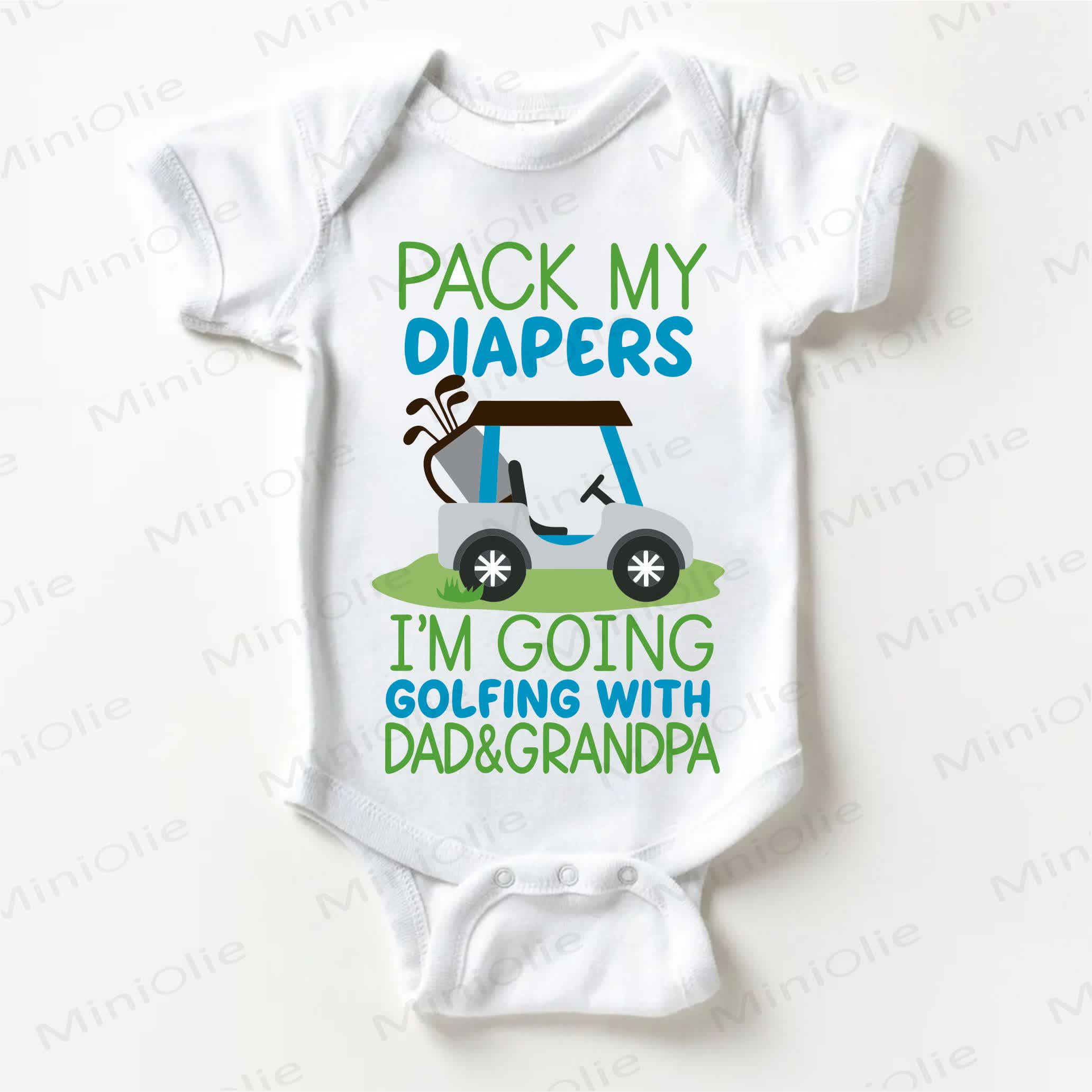 GRAB MY DIAPERS I'M GOING GOLFING WITH DAD & GRANDPA Baby White Bodysuit - White - 18-24M - image 1