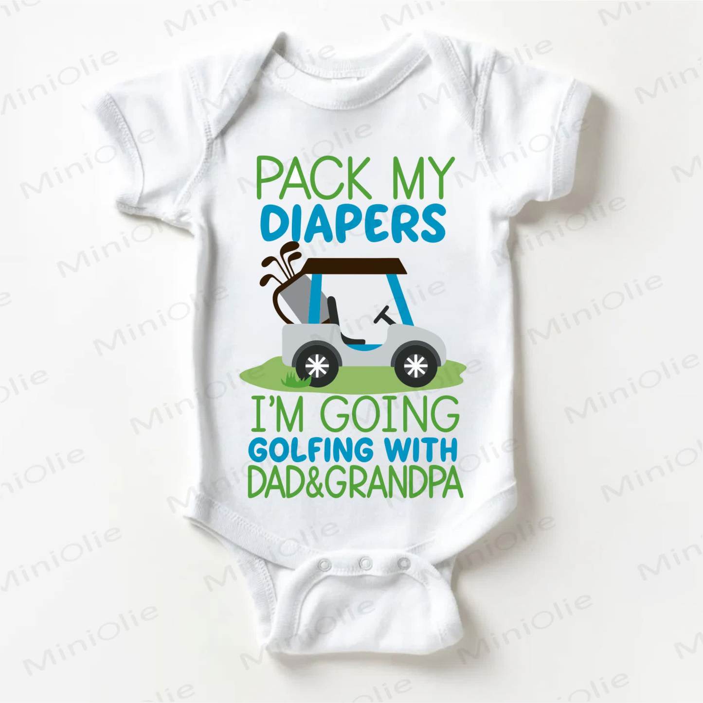 GRAB MY DIAPERS I'M GOING GOLFING WITH DAD & GRANDPA Baby White Bodysuit - White - 18-24M - image 1