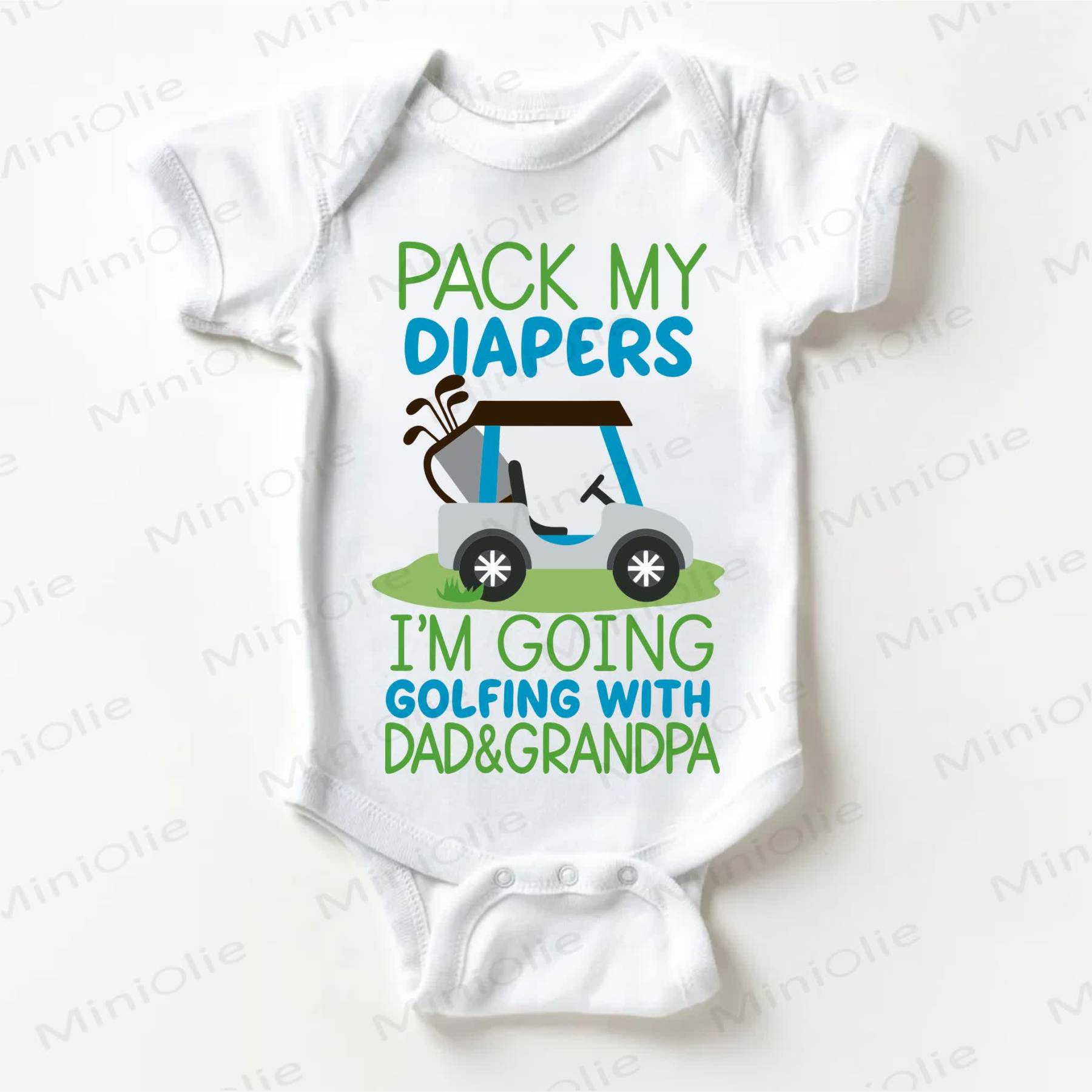GRAB MY DIAPERS I'M GOING GOLFING WITH DAD & GRANDPA Baby White Bodysuit - White - 18-24M - image 1