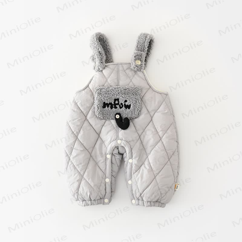 Baby Todder Quilted Sherpa Trim Overalls or Black Sweatshirt - Gray - 3-4T - image 2