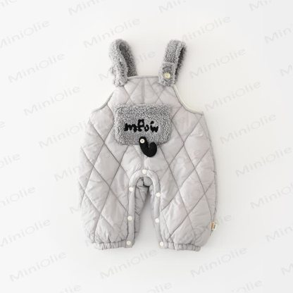 Baby Todder Quilted Sherpa Trim Overalls or Black Sweatshirt - Gray - 3-4T - image 2