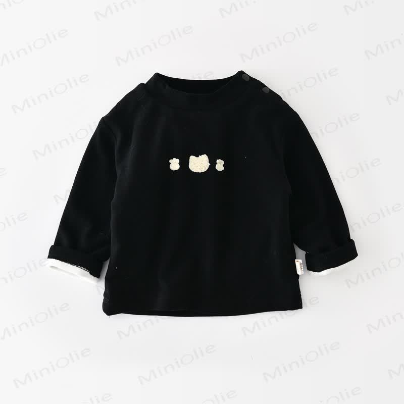 Baby Todder Quilted Sherpa Trim Overalls or Black Sweatshirt - Black - 3-4T - image 3