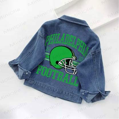 PHILADELPHIA FOOTBALL Toddler Kid Football Helmet Denim Jacket - image 2