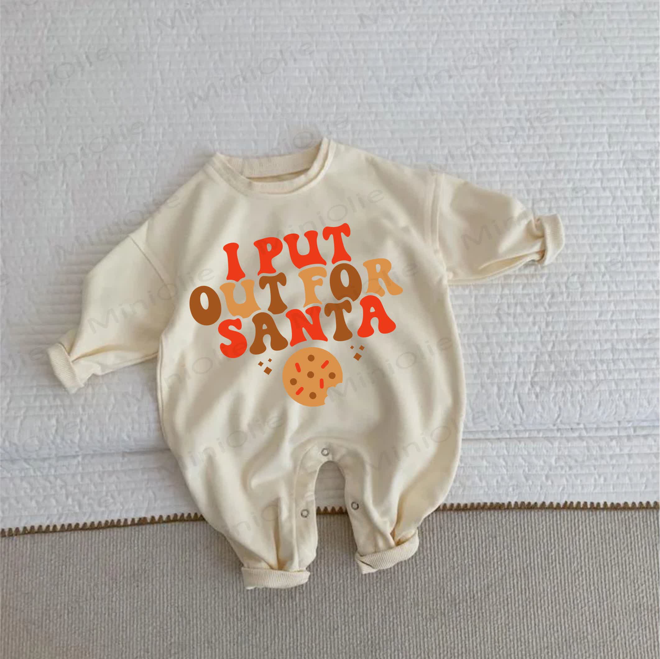 I PUT OUT FOR SANTA Baby Toddler Cookie Beige Romper - Beige - 2-3T - image 1