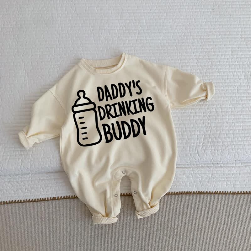 DADDY'S DRINKING BUDDY Baby Toddler Bottle Beige Romper - Beige - 2-3T - image 1