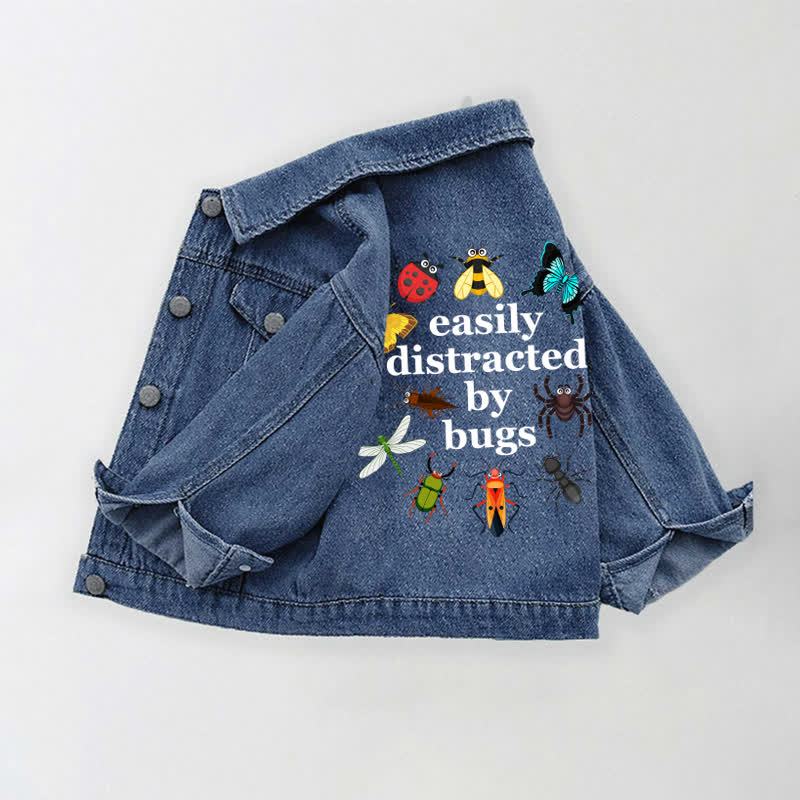 EASILY DISTRACTED BY BUGS Toddler Kid Denim Jacket - image 2