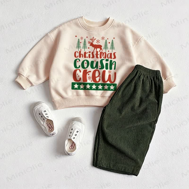 CHRISTMAS COUSIN CREW Baby Sweatshirt and Pants 2-piece Set - Beige&Green - 2-3T - image 1