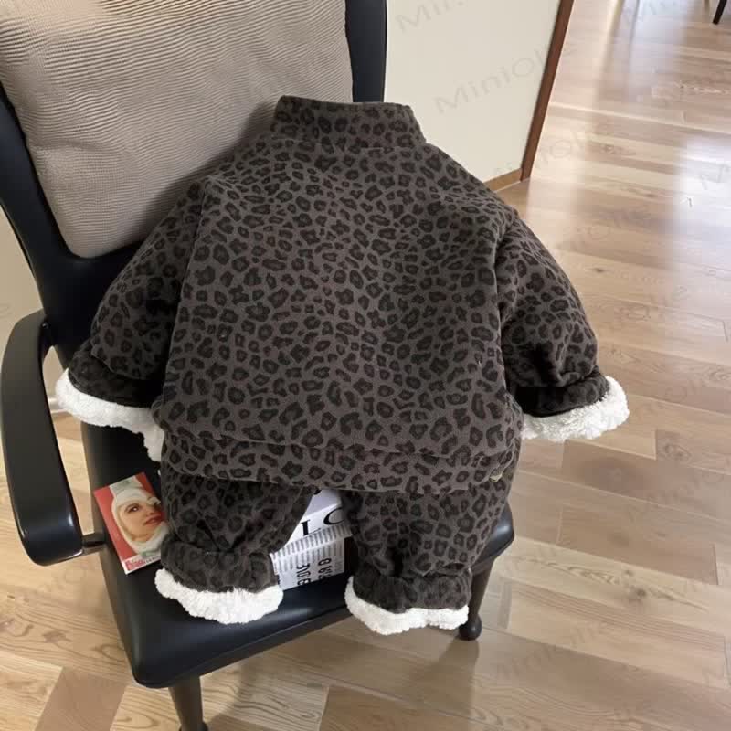 Toddler Leopard Print Fleece Lined Jacket and Pants 2-Piece Set - image 3