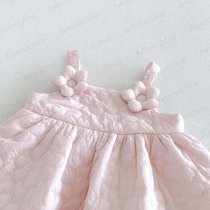 Baby Toddler Girl Quilted Floral Pinafore Dress Outfit or Sweater - image 6