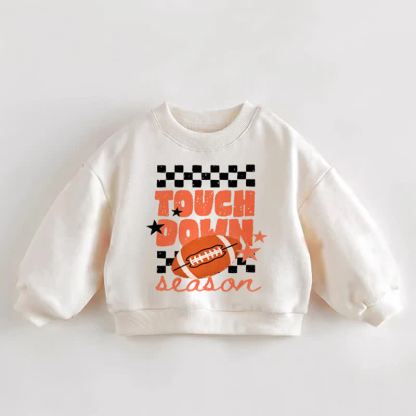 TOUCH DOWN SEASON Baby Toddler Footbball  Print Cream Sweatshirt - Cream - 3-5T - image 1