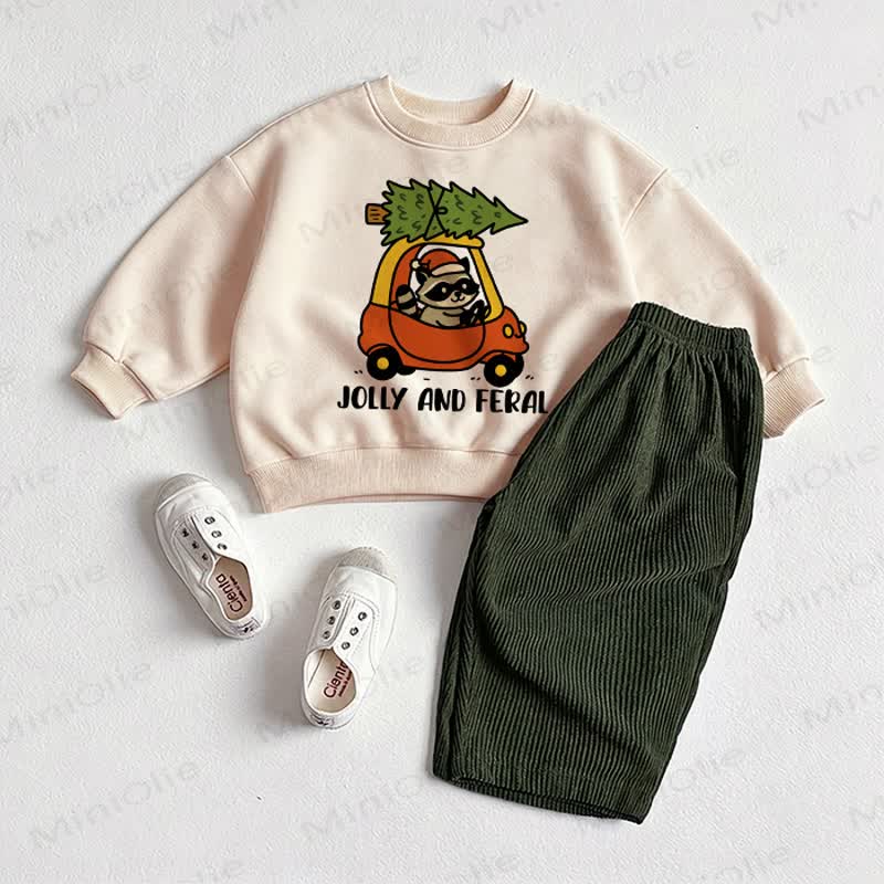 JOLLY AND FERAL Baby Sweatshirt and Pants 2-piece Set - Beige&Green - 2-3T - image 1