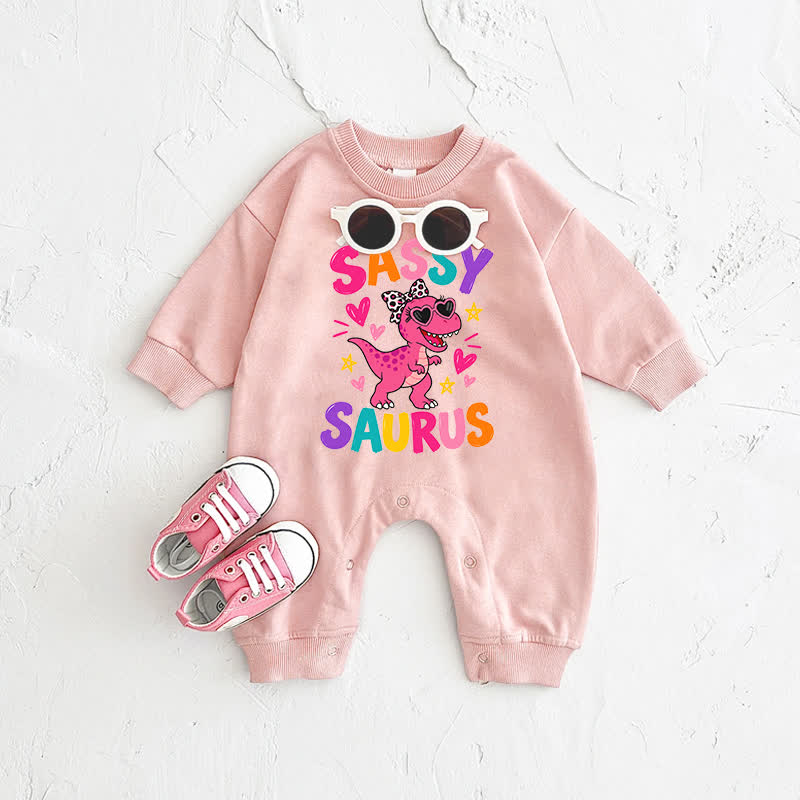 SASSY SAURUS Baby Dinosaur Pink Romper - Pink - 2-3T - image 1