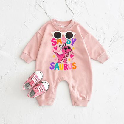 SASSY SAURUS Baby Dinosaur Pink Romper - Pink - 2-3T - image 1