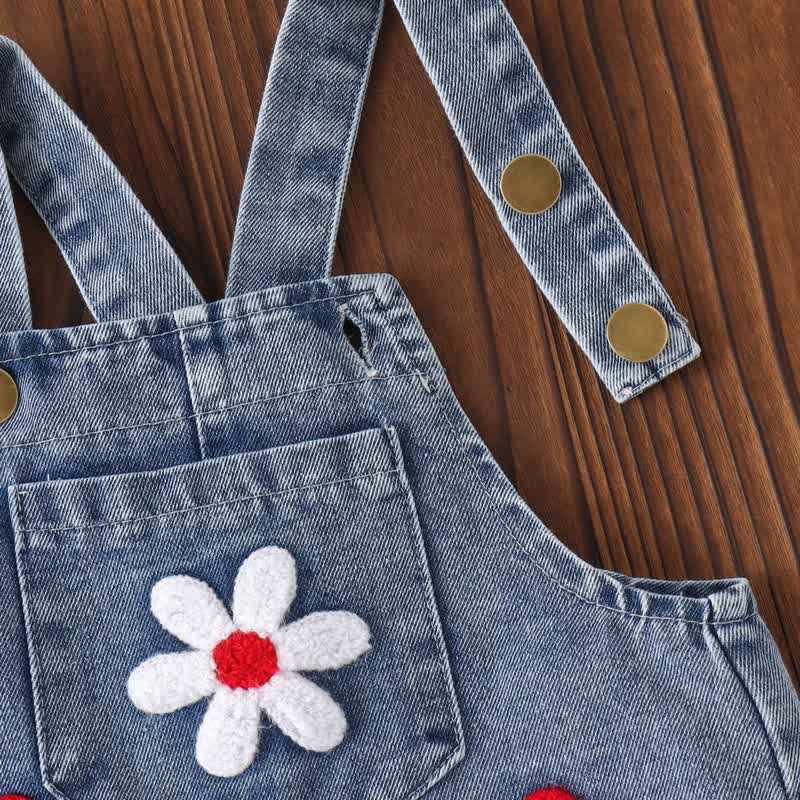 Baby Girl Stripe Top and Floral Denim Overalls 2-piece Set - image 7