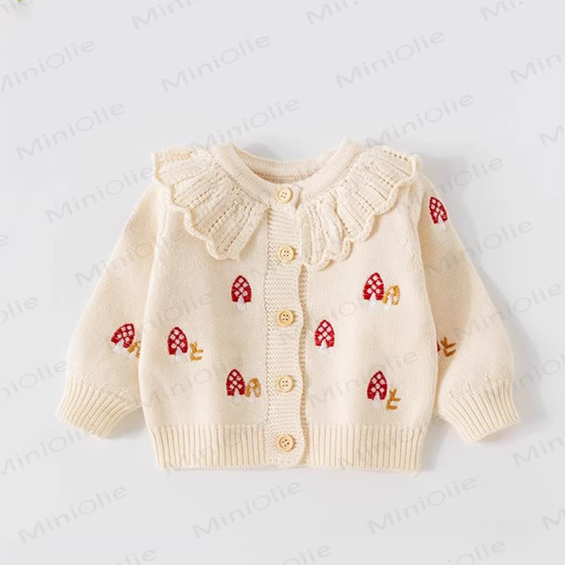 Baby Girl Mushroom Collar Outerwear - Beige - 4-5T - image 1