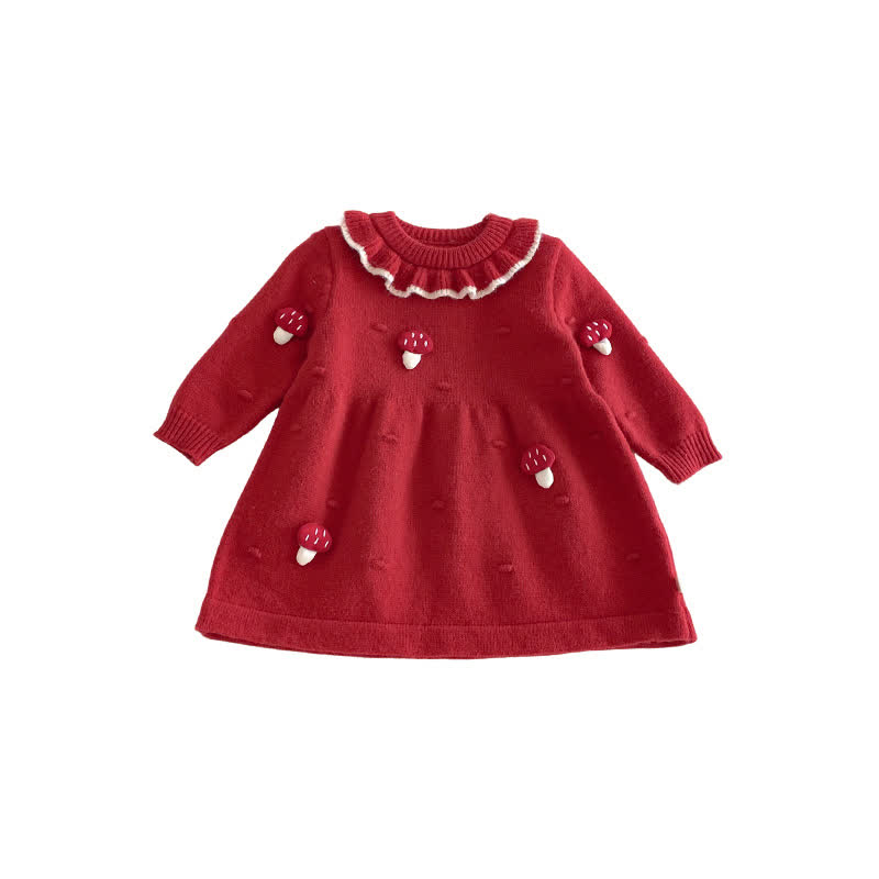 Baby Toddler Ruffle Collar Mushroom Dress - image 4