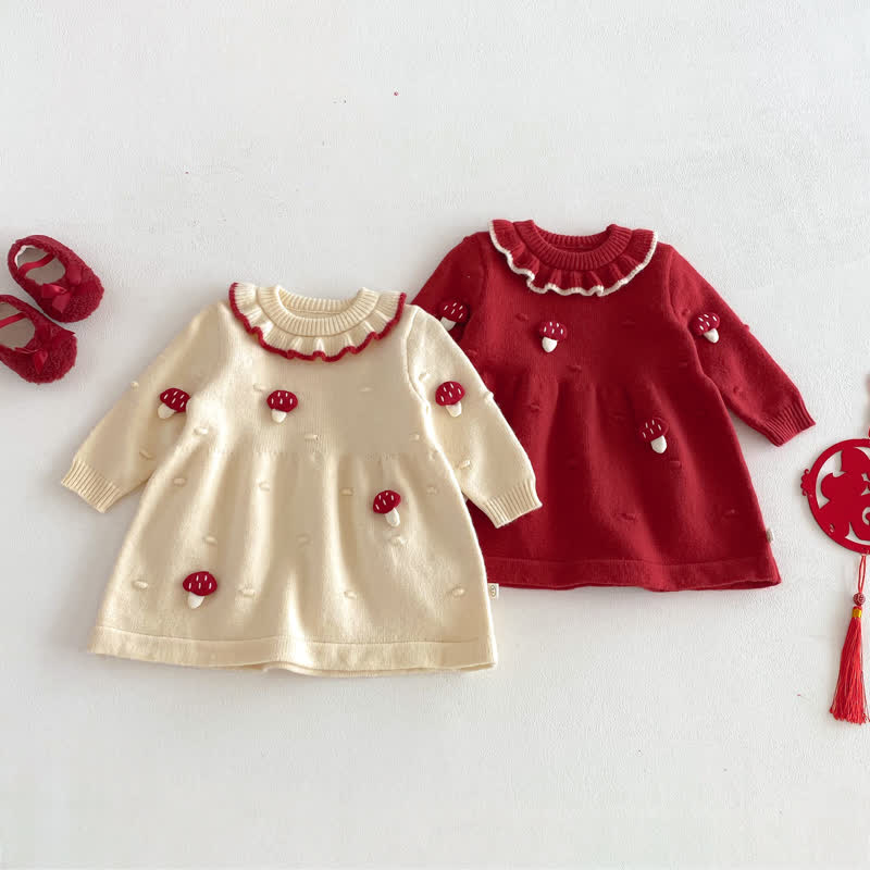Baby Toddler Ruffle Collar Mushroom Dress - image 2