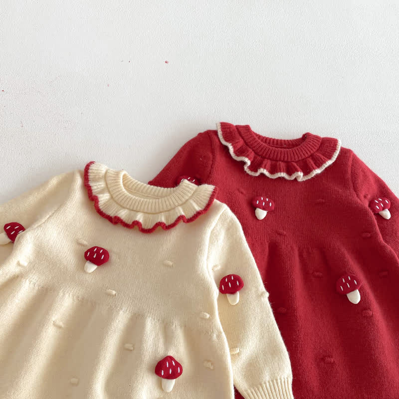 Baby Toddler Ruffle Collar Mushroom Dress - image 7