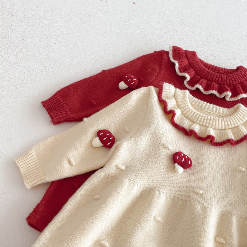 Baby Toddler Ruffle Collar Mushroom Dress - image 8