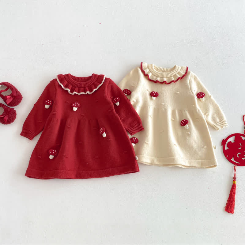 Baby Toddler Ruffle Collar Mushroom Dress - image 1