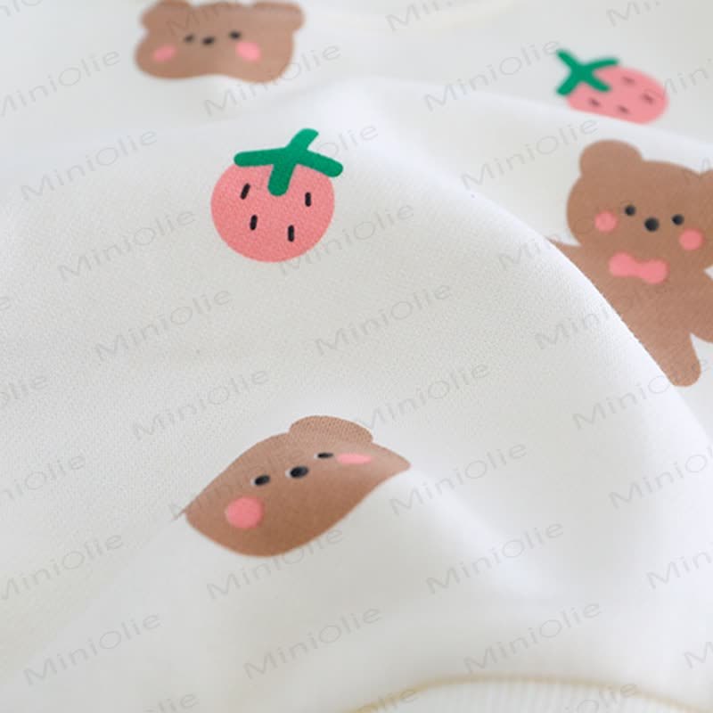 Baby Girl Fleece Printed Top and Bear Overalls Set with Bag - image 10
