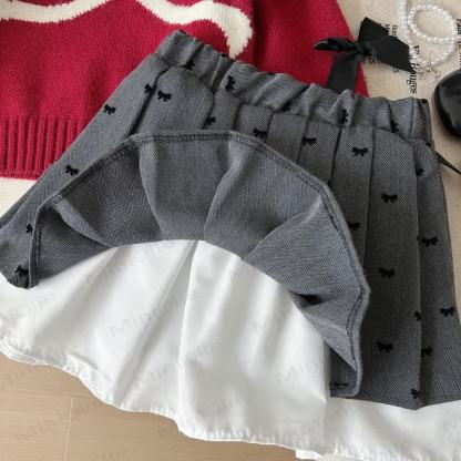 Toddler Girl Bow Knit Sweater and Pleated Skirt 2-piece Set - image 4
