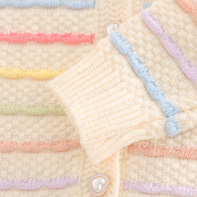 Toddler Girl Rainbow Knit Cardigan and Denim Pants 3-piece Set - image 7