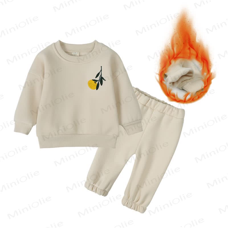 Baby Toddler Cozy Fleece Sweatshirt and Jogger 2-piece Set - Beige Fruit - 5-6T - image 4