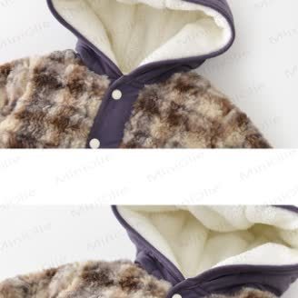 Baby Plaid Fleece Lined Hooded Romper with Bag - image 6