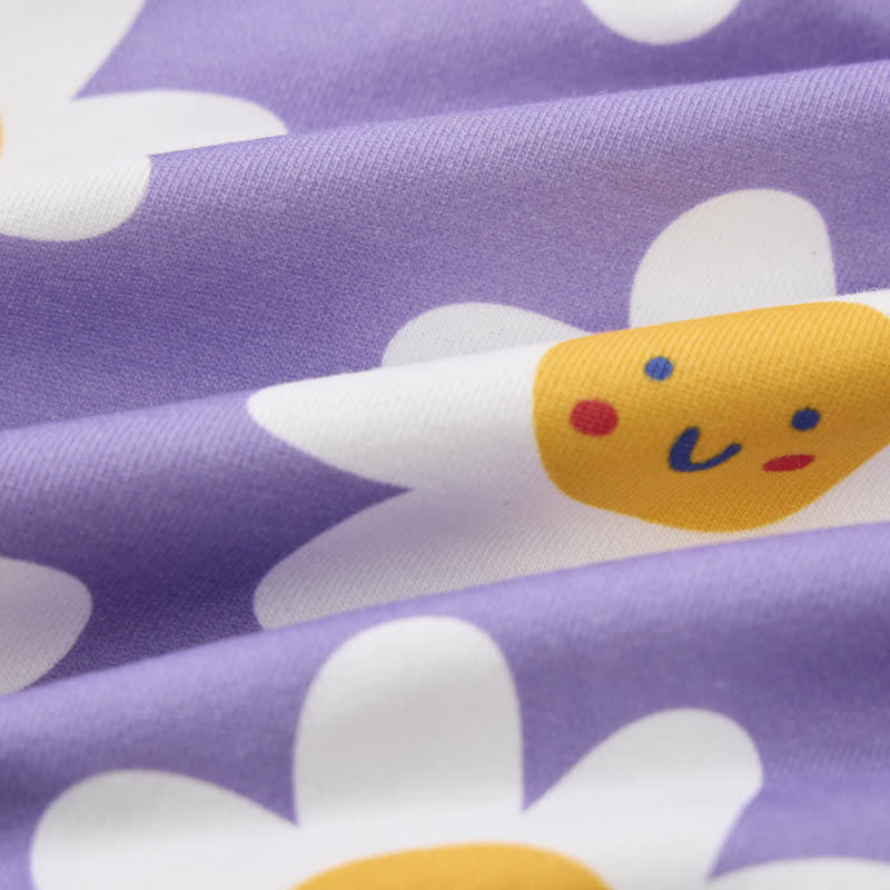 Baby Purple Smiling Flower Print 2-piece Set - image 8