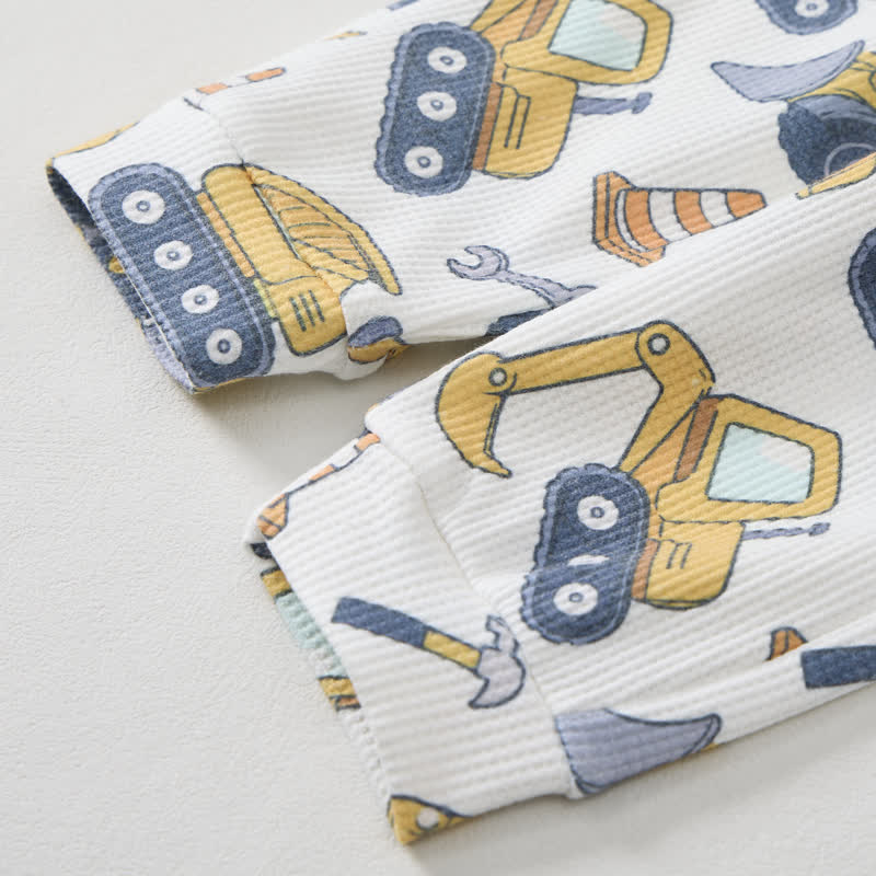 Baby White Construction Vehicle Print Waffle 2-piece Set - image 6