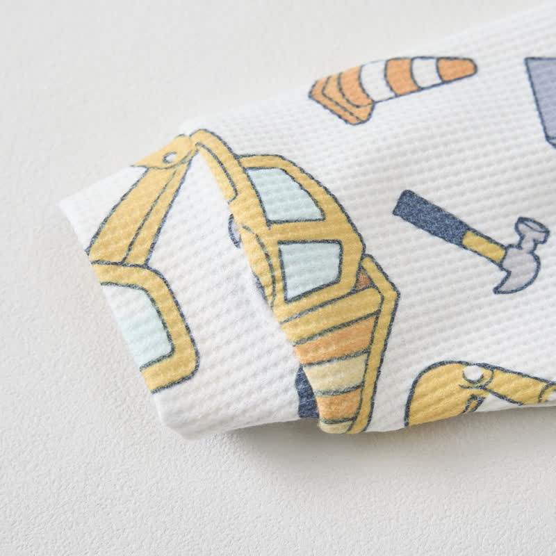 Baby White Construction Vehicle Print Waffle 2-piece Set - image 4
