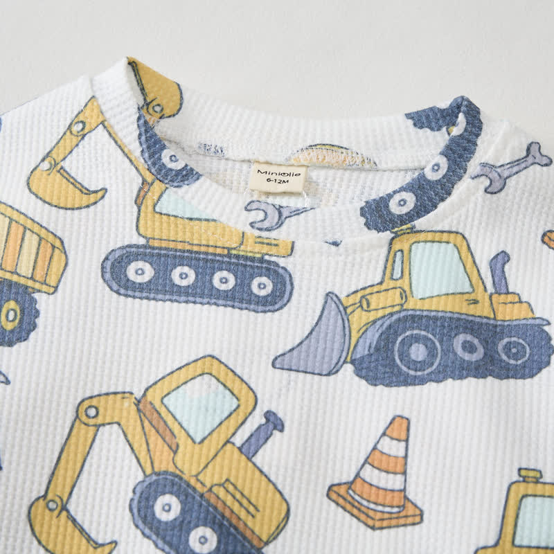 Baby White Construction Vehicle Print Waffle 2-piece Set - image 3