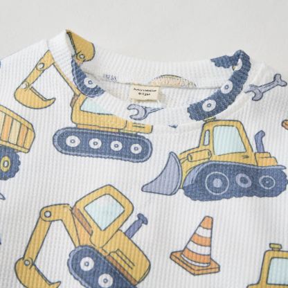 Baby White Construction Vehicle Print Waffle 2-piece Set - image 3