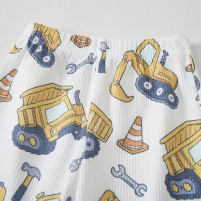 Baby White Construction Vehicle Print Waffle 2-piece Set - image 5