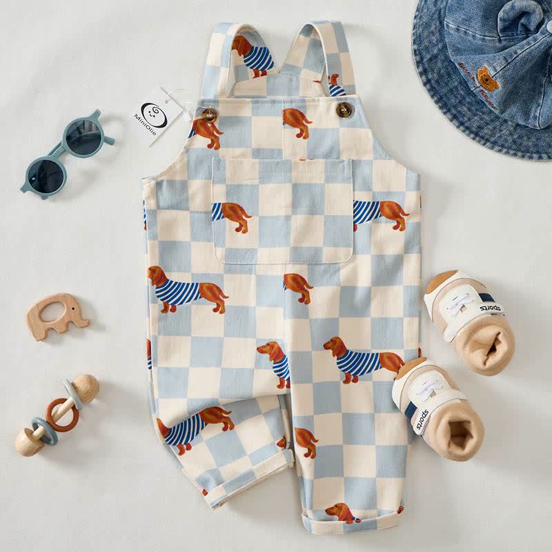 Baby Toddler Dachshund Checkerboard Print Overalls - image 2