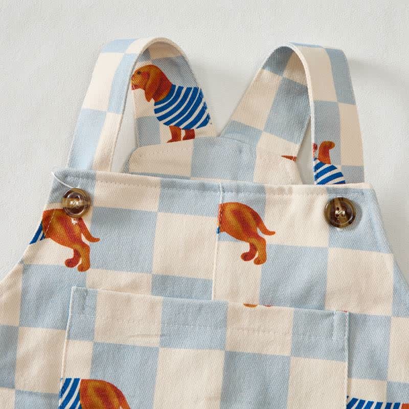 Baby Toddler Dachshund Checkerboard Print Overalls - image 4