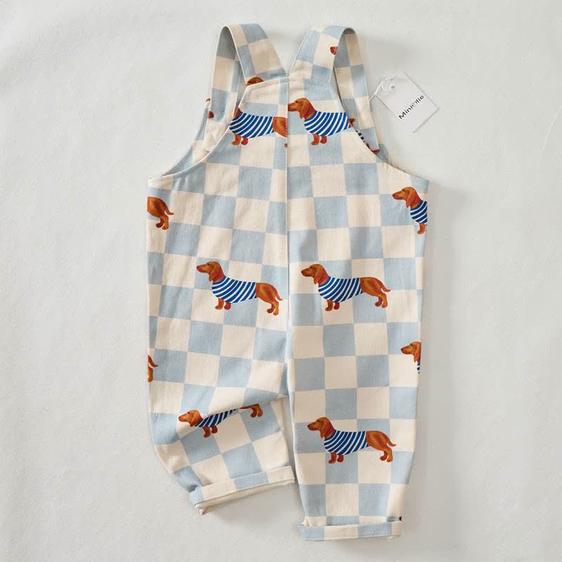 Baby Toddler Dachshund Checkerboard Print Overalls - image 3