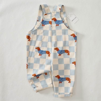 Baby Toddler Dachshund Checkerboard Print Overalls - image 3