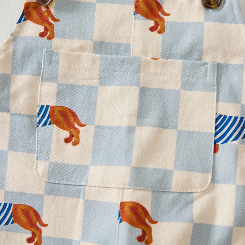 Baby Toddler Dachshund Checkerboard Print Overalls - image 6